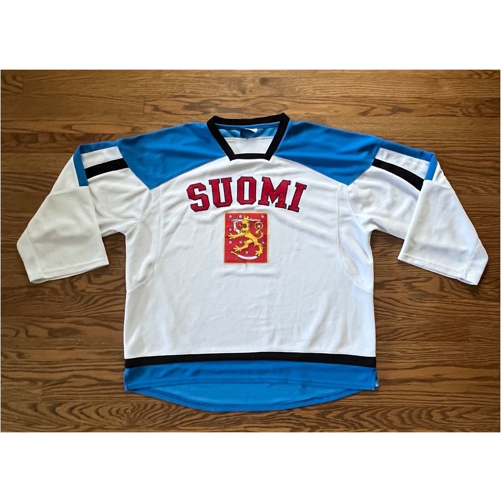 Hokey Suomi Finland National Team Hockey Jersey White Blue XL XXL Lion Crest